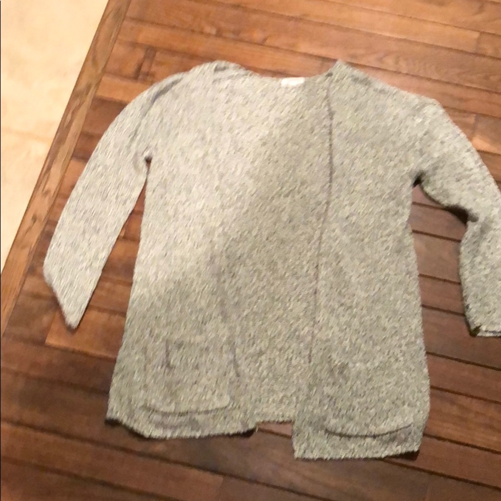 Gray and white cardigan